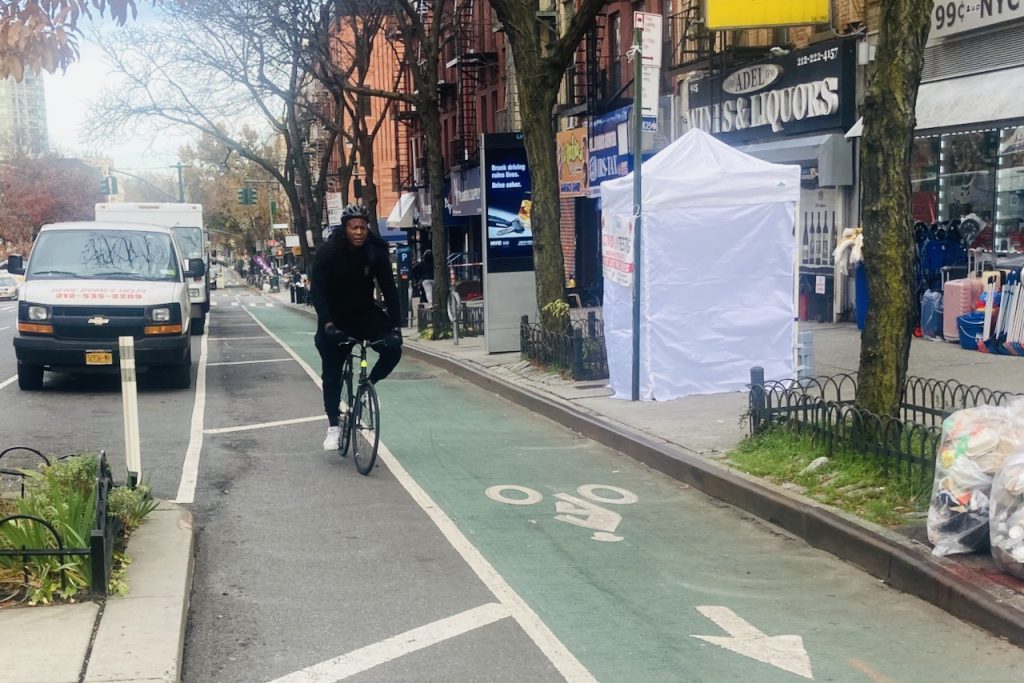 protected on street bike lane columbus avenue